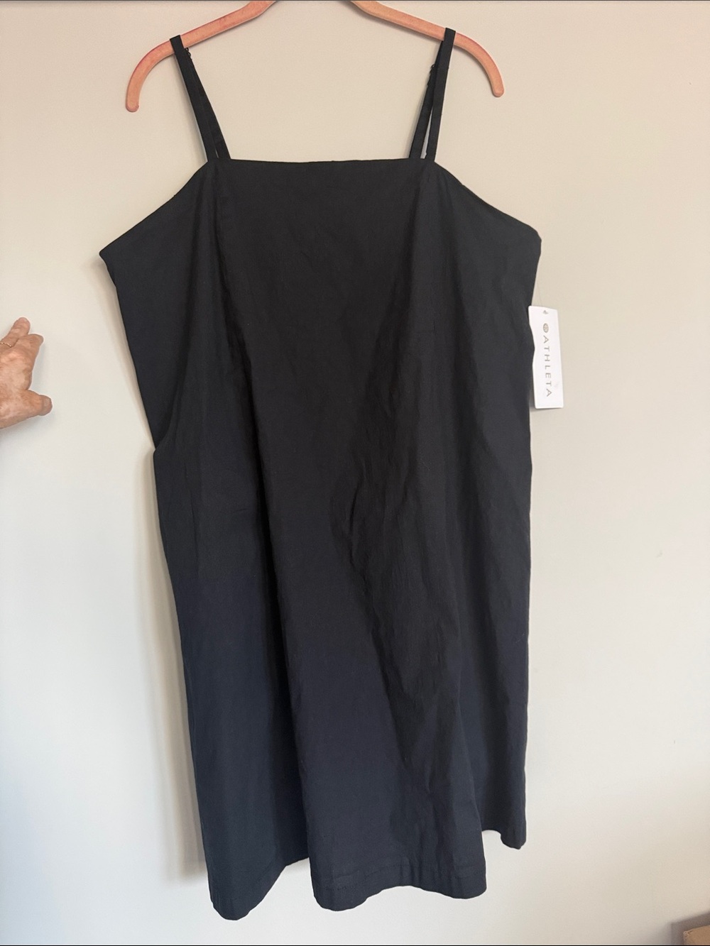 Athleta Black Midi Slip Dress with Thin Straps